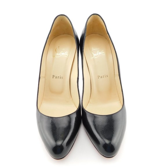 CHRISTIAN LOUBOUTIN Black Leather Heel Pumps 38.5 - Picture 3 of 9